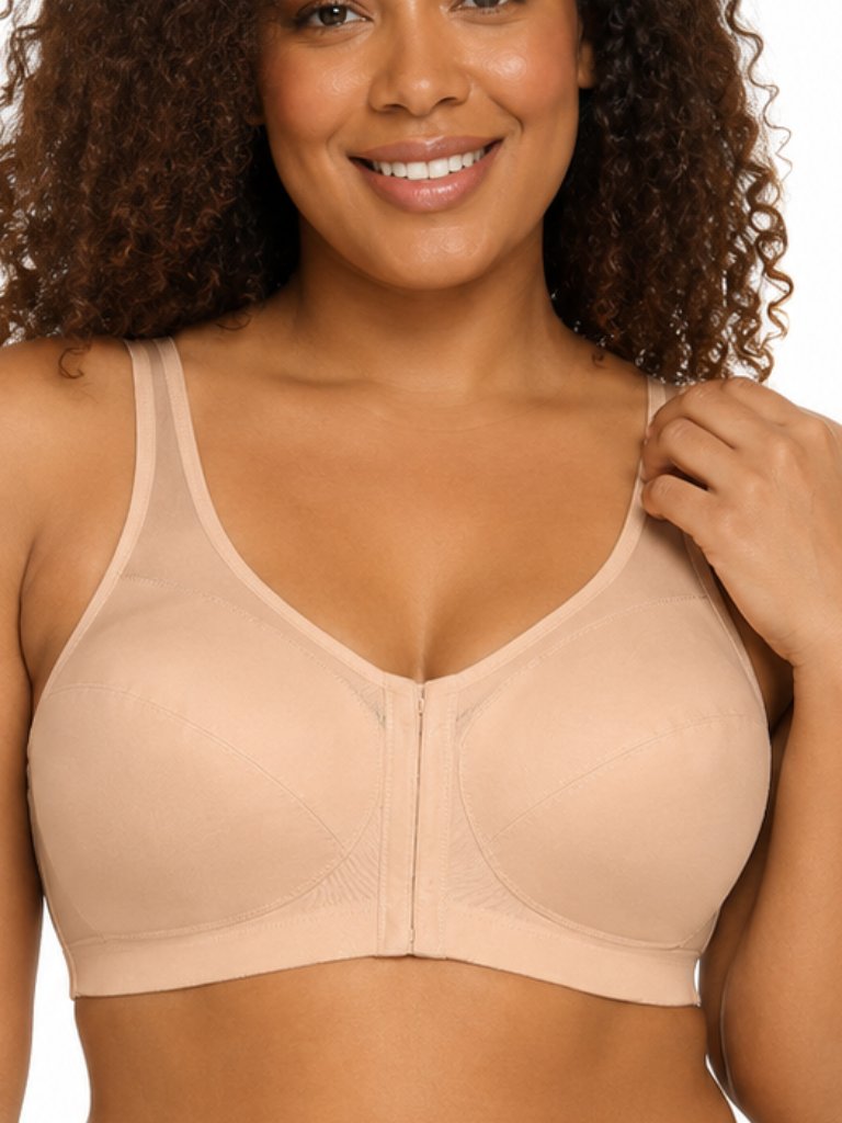 Glamorise 1265 Magiclift Front-Closure Posture Back Bra In Nude/Cafe.